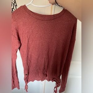 Pink sweater with ties never worn!